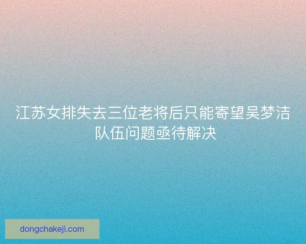 江苏女排失去三位老将后只能寄望吴梦洁 队伍问题亟待解决